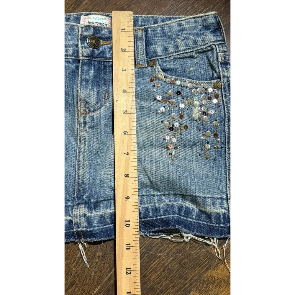 Vintage Abercrombie Girls Size 10 Distressed Jean Skirt Bling